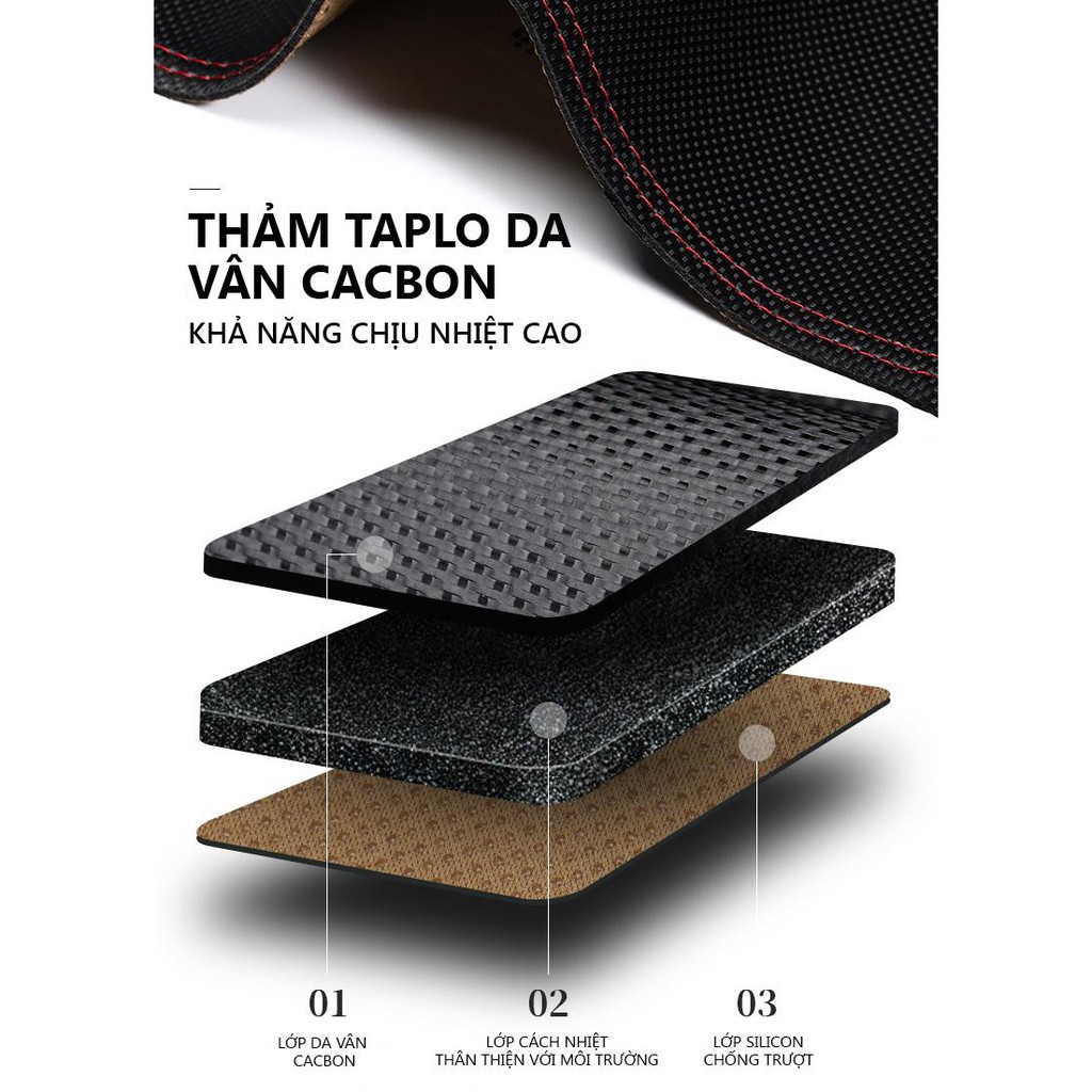 Thảm Taplo ô tô da Cacbon xe KIA Soluto 2019-2020