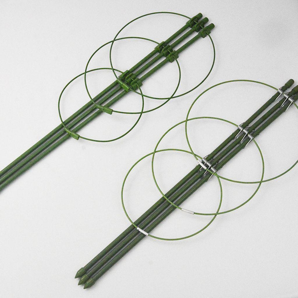 RALPH Giá Đỡ 3 Thanh Và 3 Vòng Nhựa Bền Màu Xanh Lá Cây Dùng Trang Trí Sân Vườn