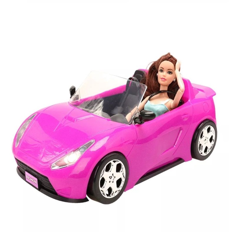 Xe hơi màu hồng cao cấp dành cho búp bê Barbie