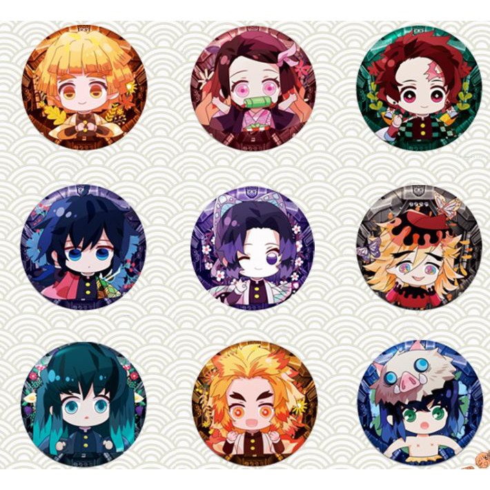 (KNY5) Huy hiệu IN HÌNH Kimetsu no Yaiba Thanh Gươm Diệt Quỷ anime chibi dễ thương tiện lợi