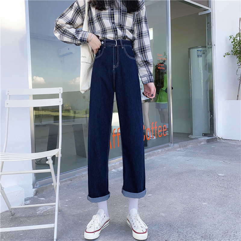 Quần jean dài ống rộng lưng cao thời trang cá tính cho nữ