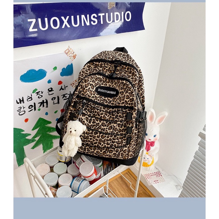 Balo nam nữ unisex da báo nhiều ngăn ba lô đi học, du lịch cá tính trend trẻ trung học sinh viên