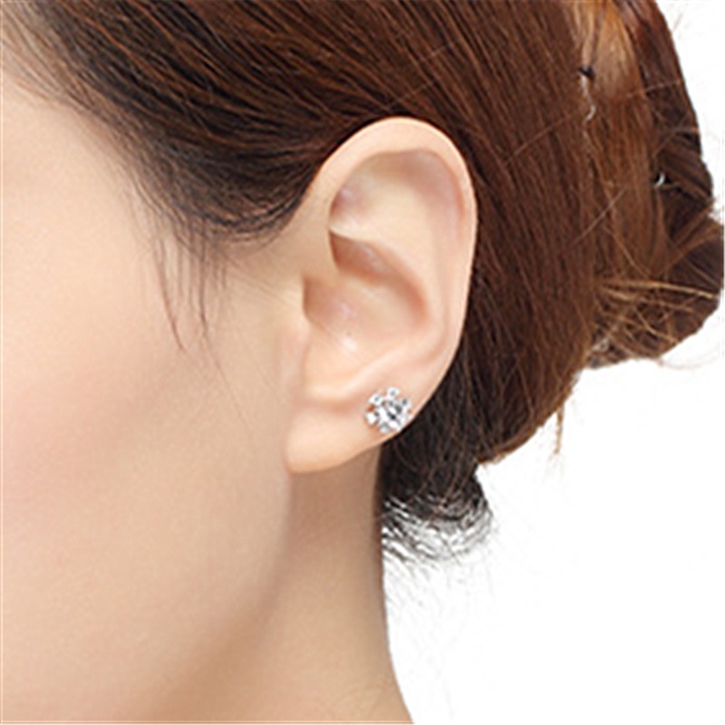 Bông Tai Bạc 925 Hình Hoa Tuyết Đính Đá Zircon Lấp Lánh Thời Trang Nữ Phong Cách Hàn Quốc Cổ Điển Không Gây Dị Ứng