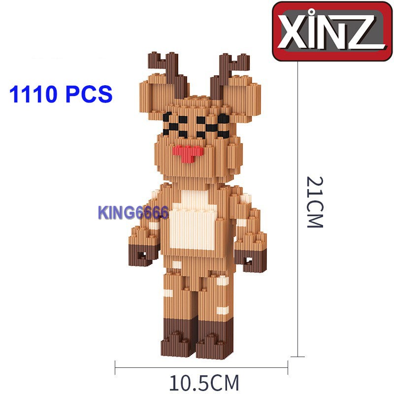 Đồ chơi le go Gấu Bearbrick 19cm noel  xizai xếp hình lắp ráp mô hình nano 3d nanoblocks bear brick