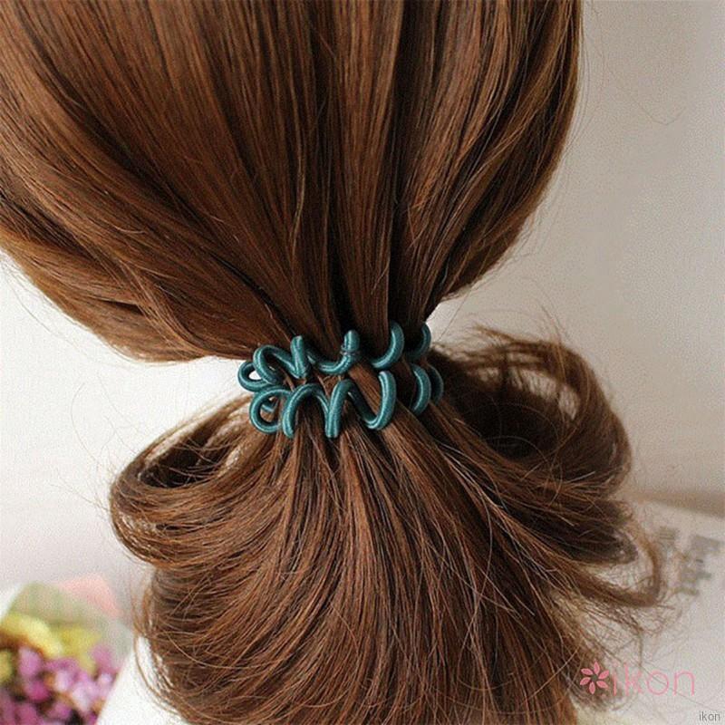 Dây buộc tóc lò xo bằng silicone màu trơn thời trang