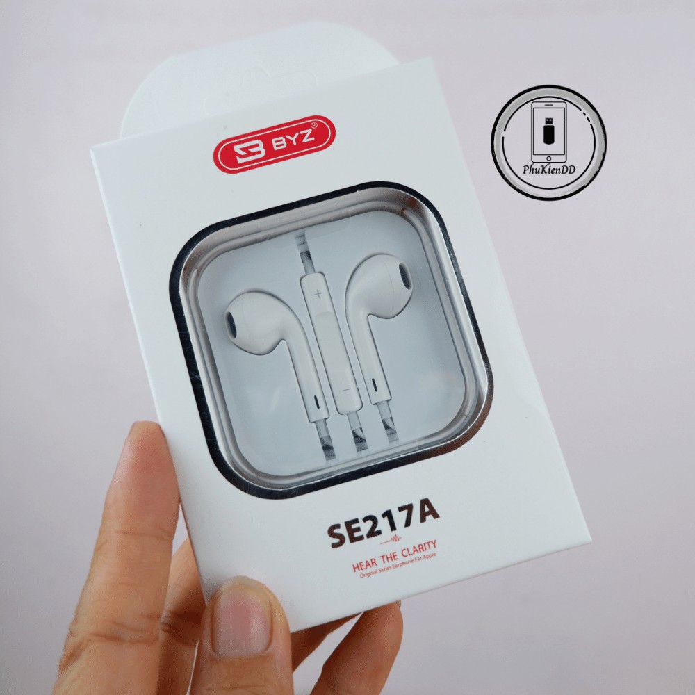 Tai Nghe Chính Hãng Có Dây BYZ SE217 A Trắng, Jack 3.5mm, Âm Thanh Đỉnh, Bass Hay, Cho Iphone,  Samsung, Oppo, Xiaomi