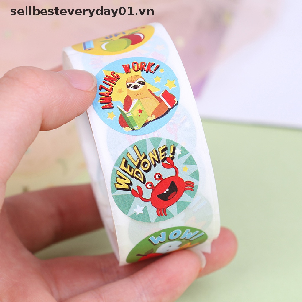 Cuộn 500 Miếng Dán Khen Thưởng Hình Động Vật Dễ Thương Cho Bé