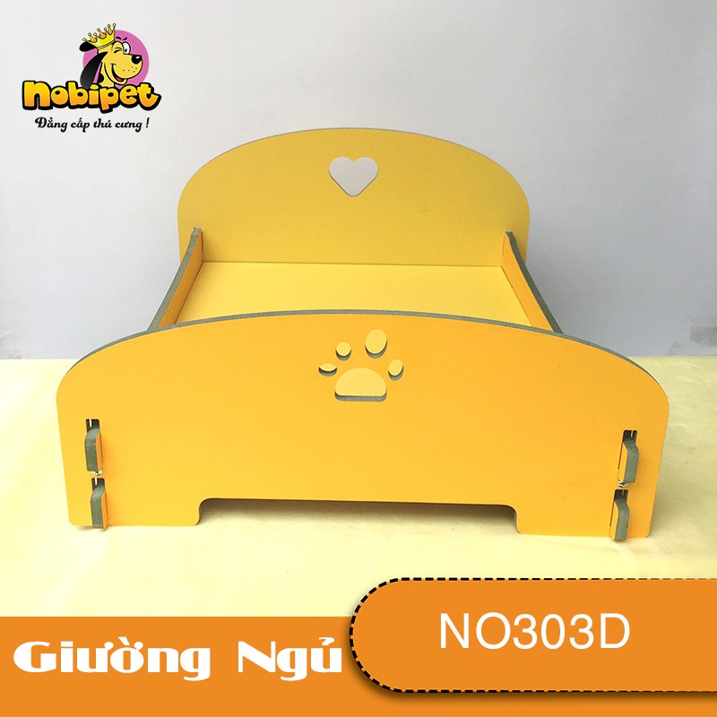 Giường Ngủ Gỗ Lắp Ráp Lovely Medium Vàng Chanh Cho Chó Mèo Cỡ Trung