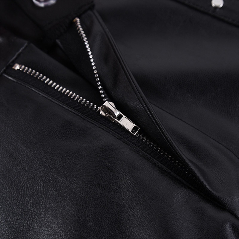 Quần Short Da PU Lưng Cao Phong Cách Gothic