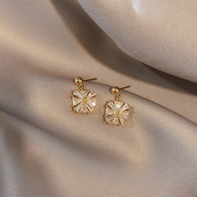 Bông Tai Đính Đá Zircon Phong Cách Hàn Quốc