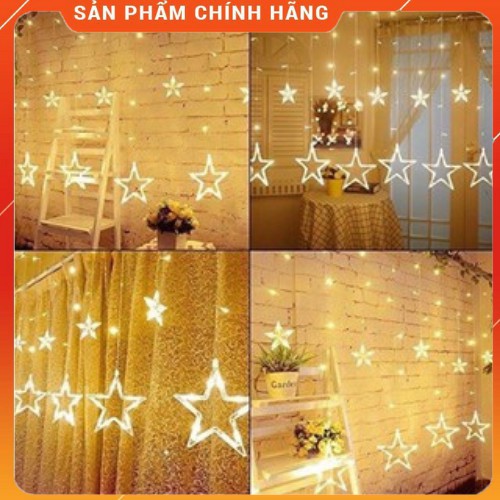 [HÀNG LOẠI 1] Đèn Led Ngôi Sao Trang Trí Dạng Đèn Mành 12 Đèn - Gồm 6 Sao Lớn 6 Sao Nhỏ, Ánh Sáng Màu Vàng