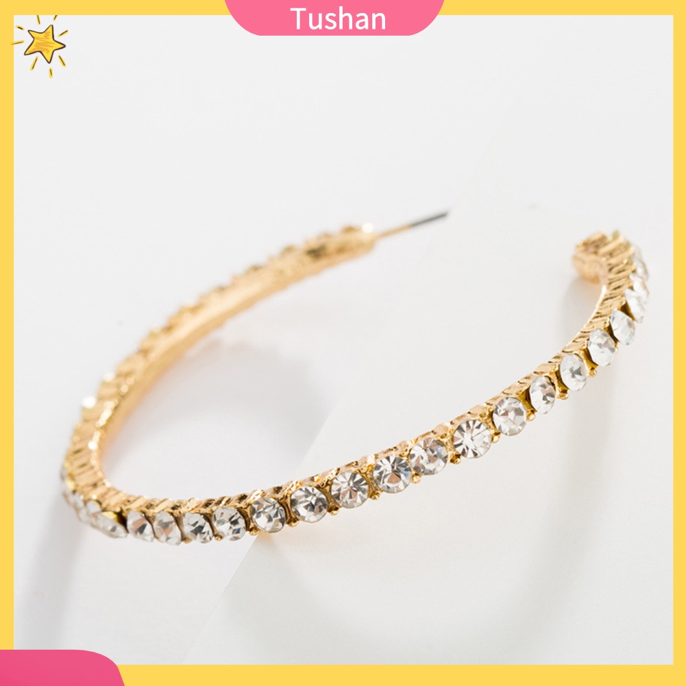 Đôi Khuyên Tai Tròn Đính Đá Thời Trang Cho Nữ