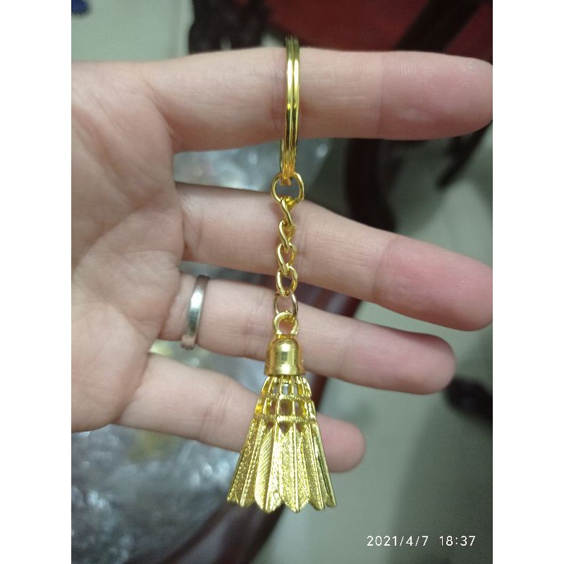 Móc khóa hình trái cầu lông bằng kim loại, phụ kiện thời trang cho người chơi cầu lông