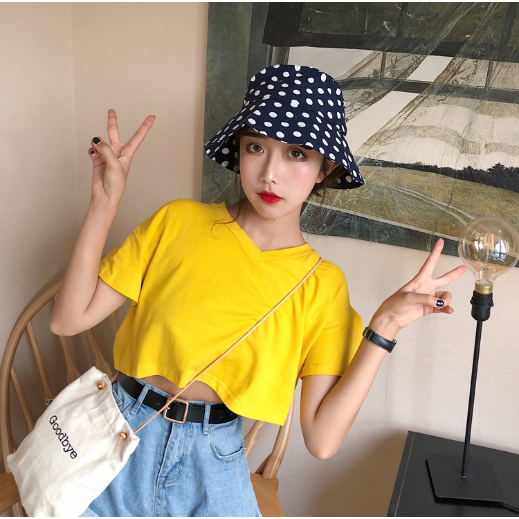 Áo croptop nữ cổ tim giá rẻ thời trang trẻ năng động 4YOUNG