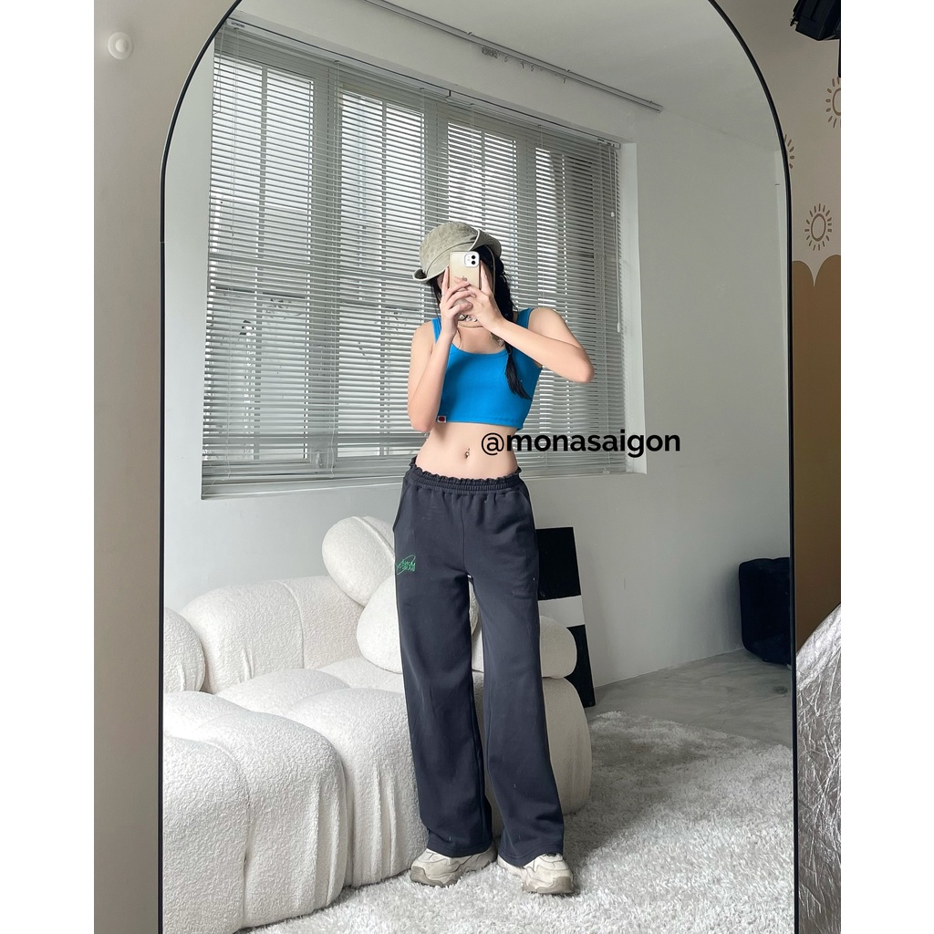 MONÁ - Áo croptop ba lỗ thể thao chất thun gân - DARA CROPTOP HỒNG/XANH LÁ/XANH DƯƠNG