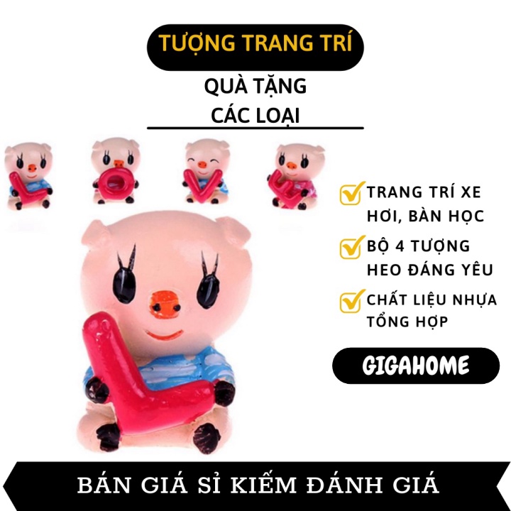 Bộ Tượng GIGAHOME Bộ 4 Tượng Trang Trí Xe Hơi, Bàn Làm Việc Xếp Hình Love Đáng Yêu 3728