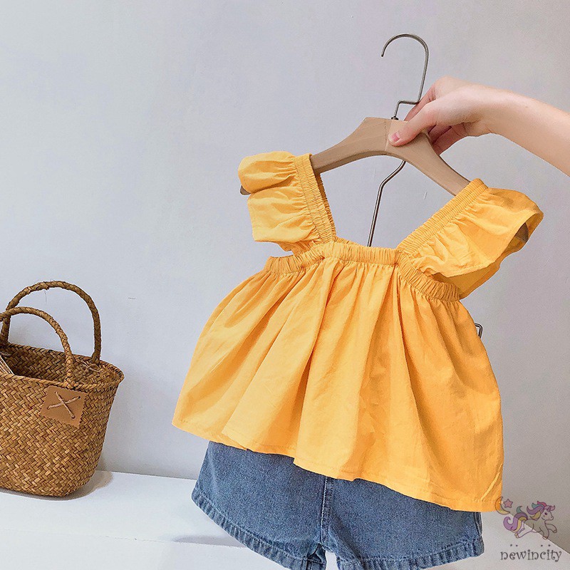 Áo không tay hai dây chất liệu co giãn phong cách Hàn Quốc dành cho bé gái