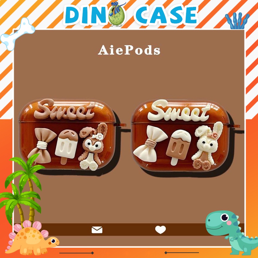 Vỏ ốp case bảo vệ bao đựng tai nghe không dây bluetooth thỏ nâu sweet 1/2/3/Pro/i12/i9/i7/tws
