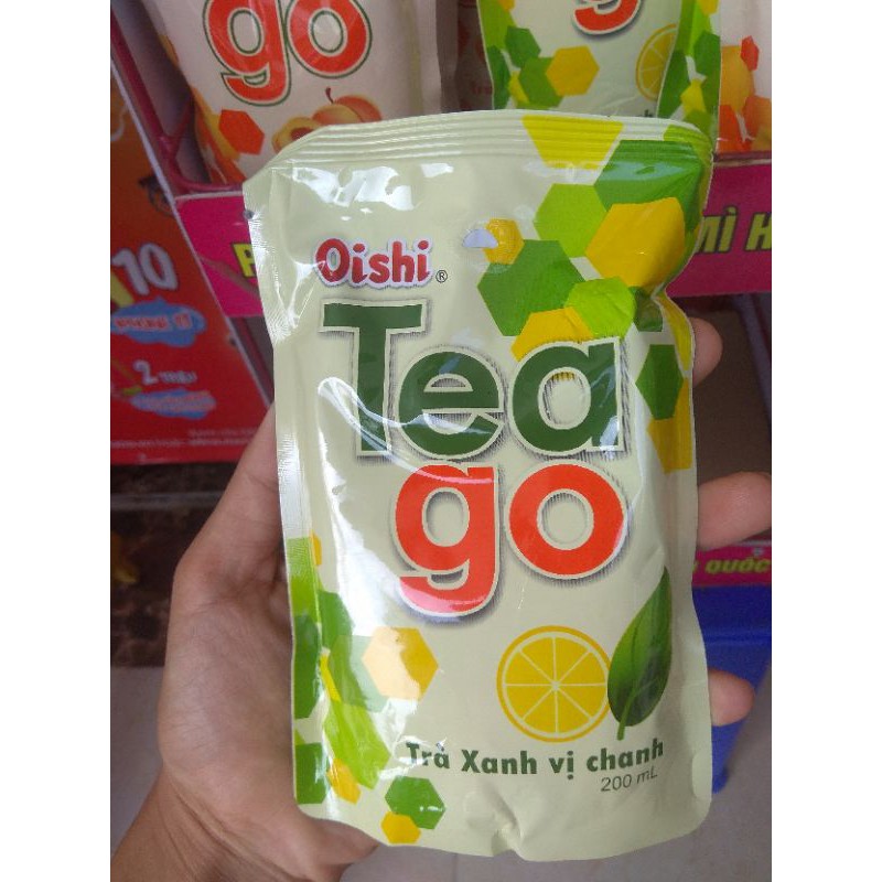 Trà xanh Tea go Oishi vị đào, vị chanh, bưởi, tăng lực gói 200ml