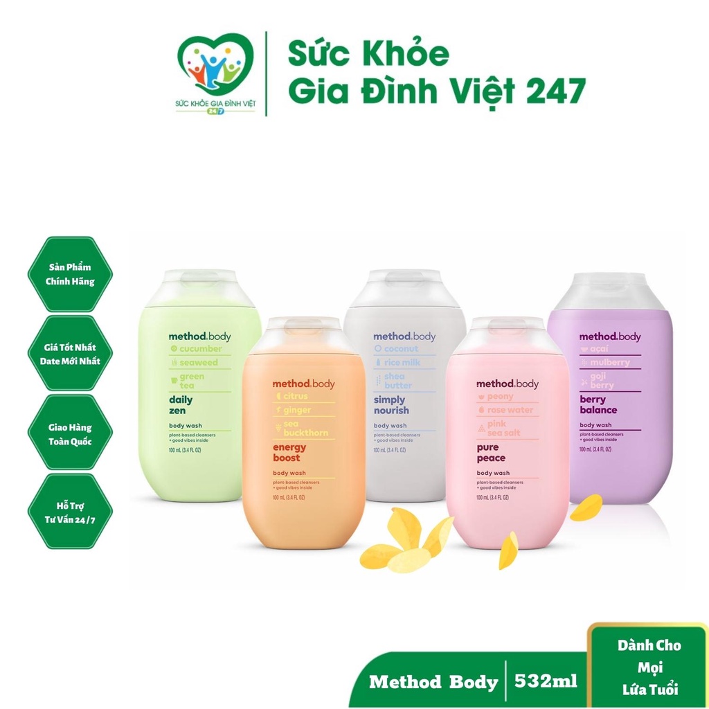 Sữa Tắm Method Body 532ml - Hàng Chuẩn Úc 100% Từ Thiên Nhiên An Toàn Sáng Mịn, Cấp Ẩm Tốt Cho Da suckhoegiadinhviet247