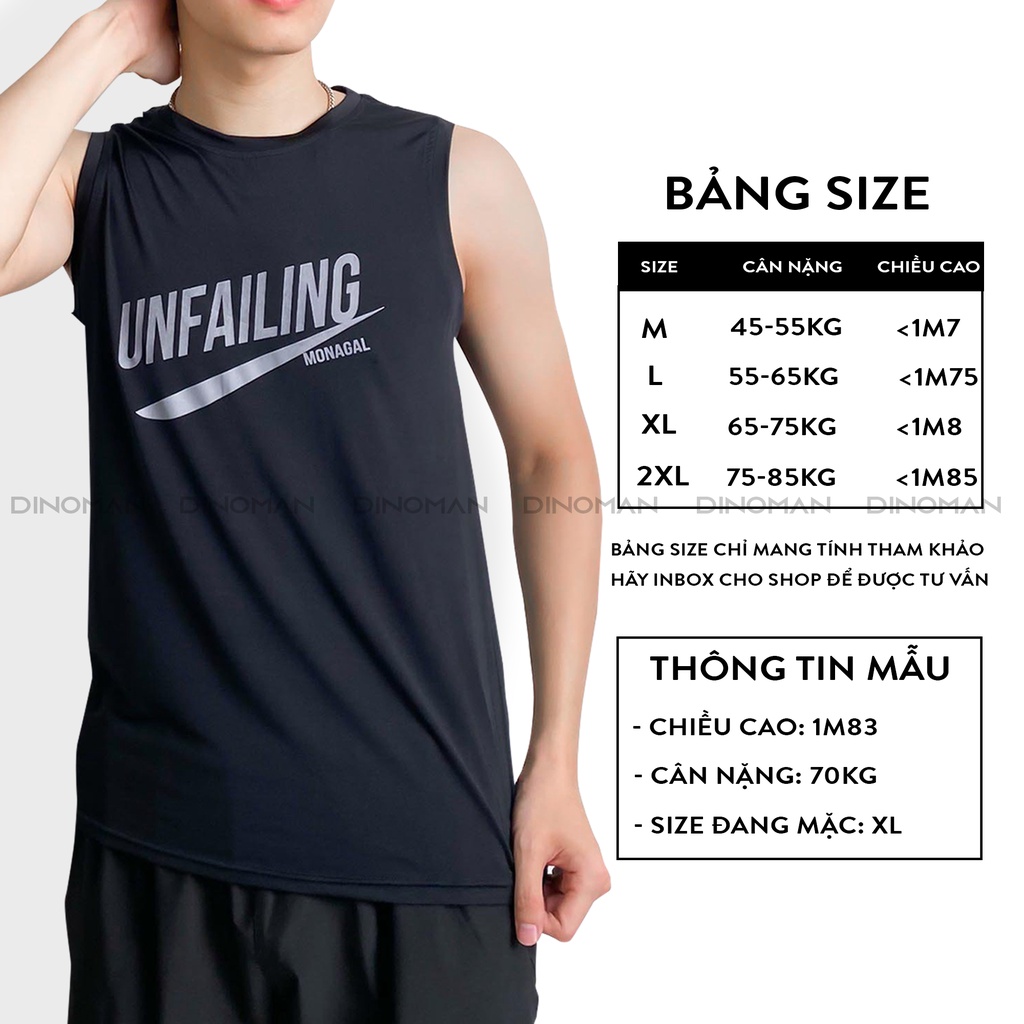 Áo ba lỗ nam Unfailing DINOMAN Áo tanktop sát nách nam RUNNING Vải Thun Co Giãn 4 Chiều