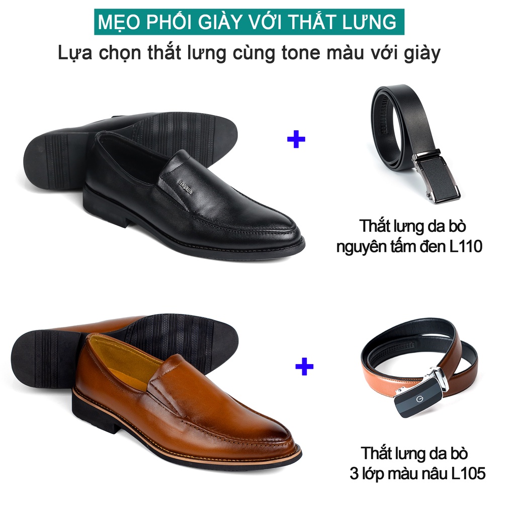 Giày nam công sở da bò nappa cao cấp, giày lười G114- Bụi leather- hộp sang trọng -Bảo hành 12 tháng