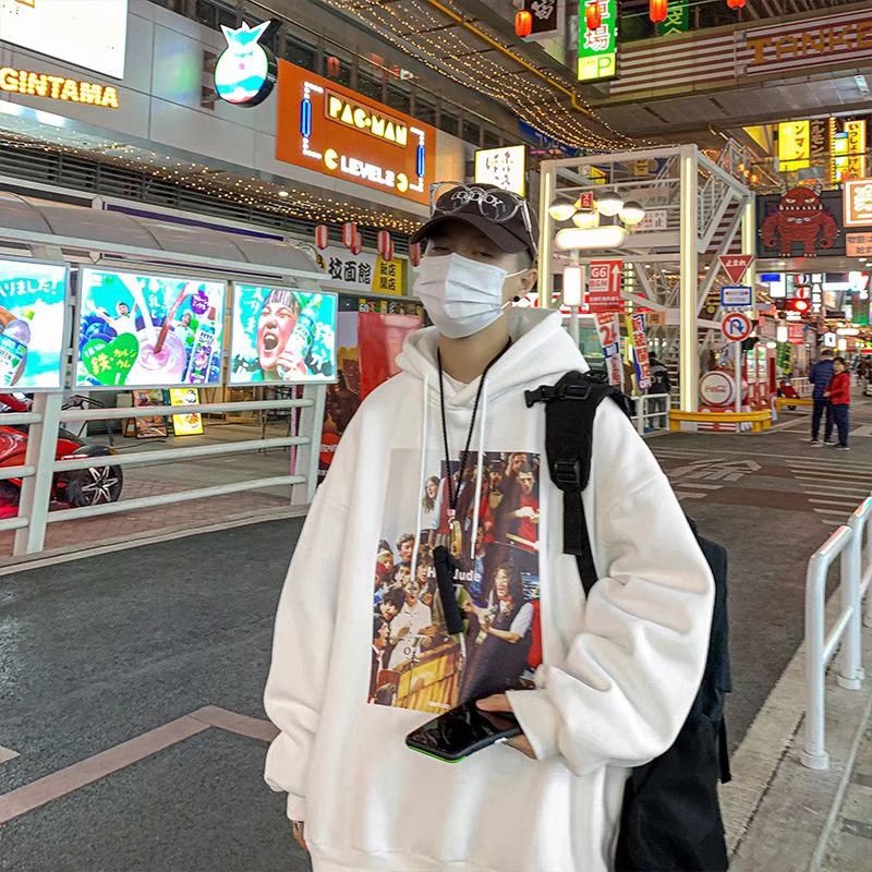 Áo hoodie Dáng Rộng Có In Chữ Thời Trang Phong Cách Hàn Quốc Cho Nam