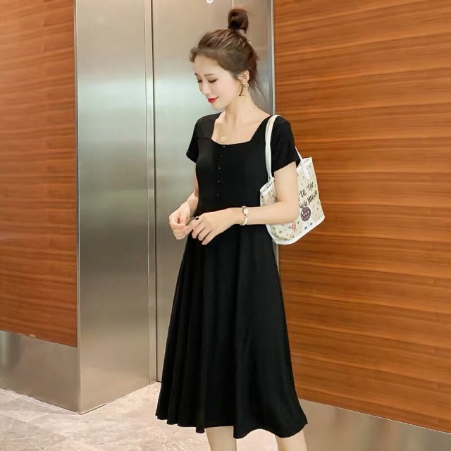 🤰đầm thun co giãn mùa hè cho bà bầu-hàng quảng châu(sẵn hàng giao ngay)