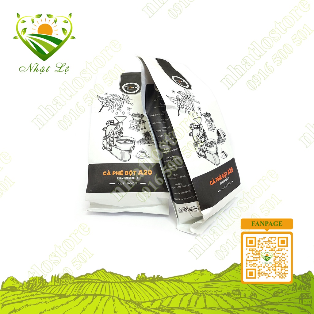 Cà phê Arabica Cầu Đất Robusta rang xay nguyên chất A20, vị đắng mạnh, chua thanh, hậu ngọt gói 500g Nhật Lộ