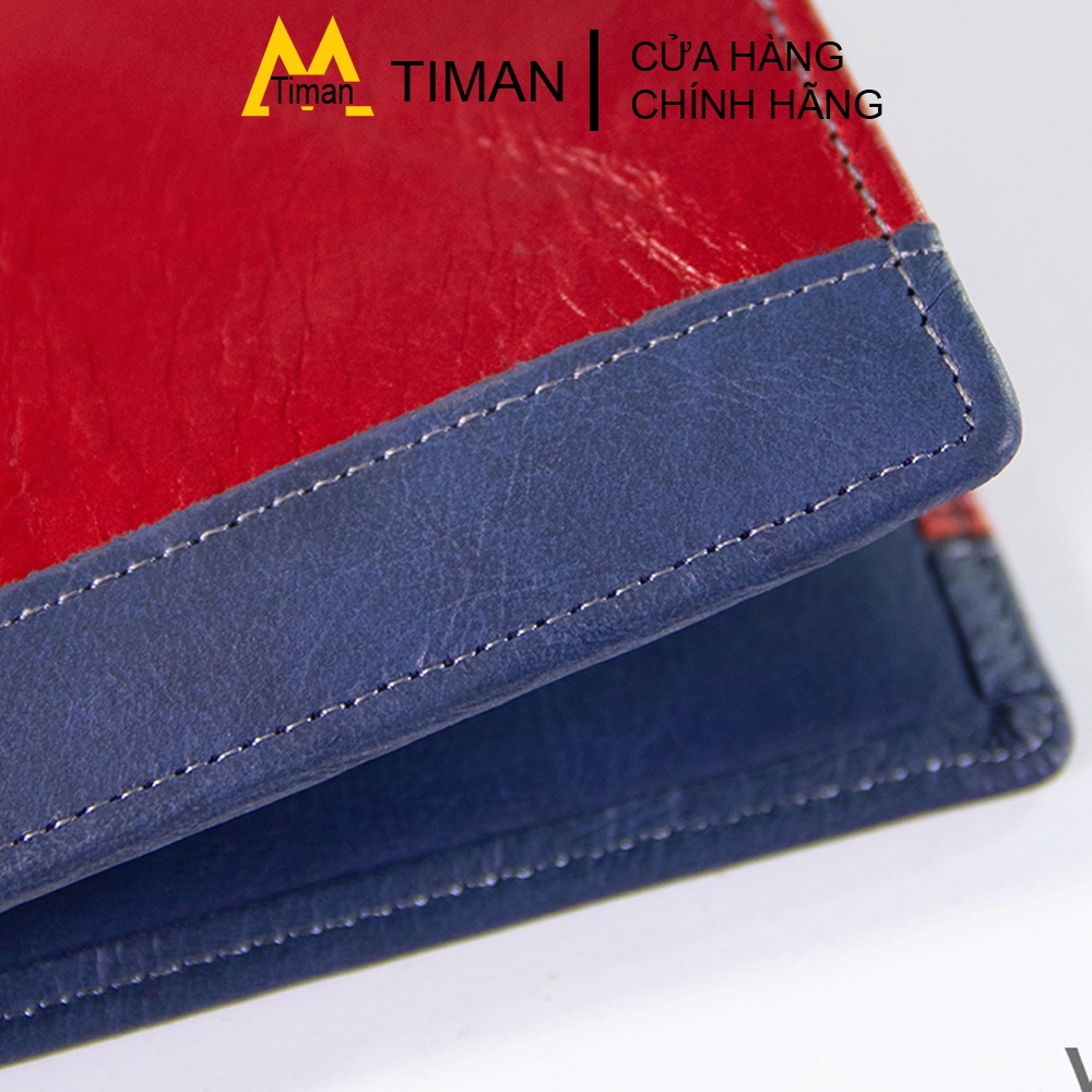 Ví nam mini dài cầm tay dáng đứng chất liệu da bò hàng hiệu kẹp tiền bảo hành 1 năm VD09 TIMAN