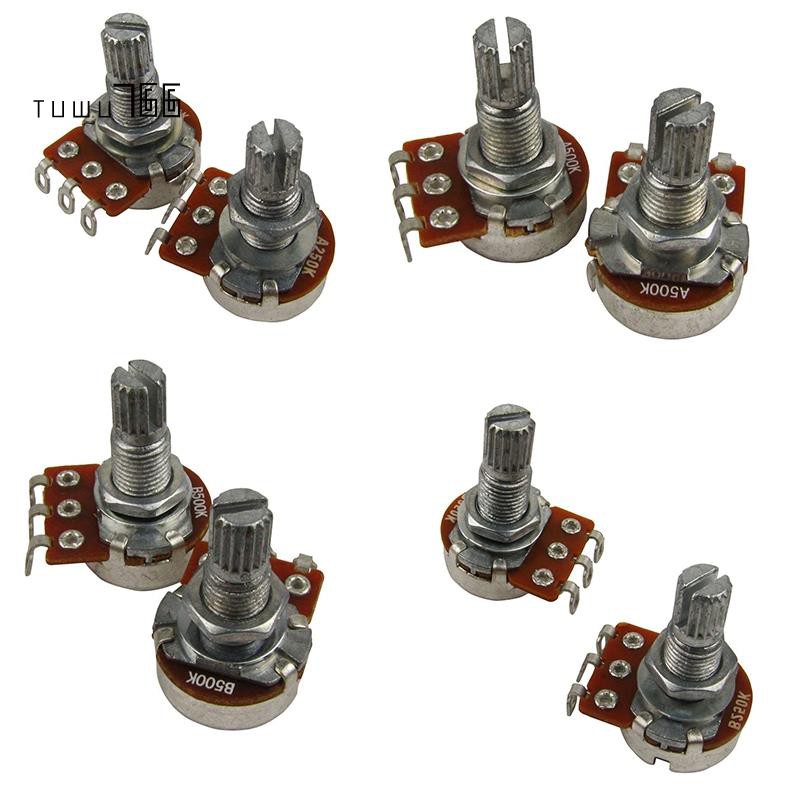 A250K Mini Split Shaft Audio Pot Guitar Long Potentiometers For Fender Stratocaster Telecaster Guitar Bass Parts (Pack Of 2)