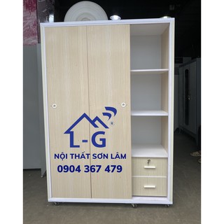 Tủ nhựa đài loan CỬA LÙA 3 cánh lớn 1m8 màu giả gỗ siêu đẹp