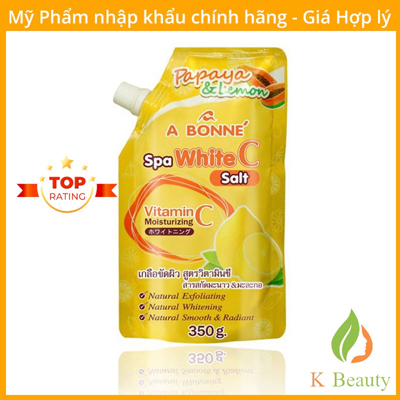 Muối tắm Vitamin C vị đu đủ &amp; chanh, A Bonne Spa White C Salt, Thái Lan 350gr