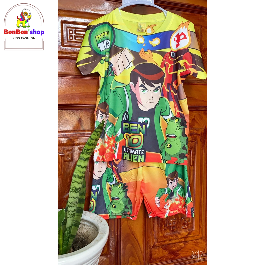 B10#quần áo cho bé trai 3 tuổi đến 7 tuổi có hình ben10, vải siêu mát