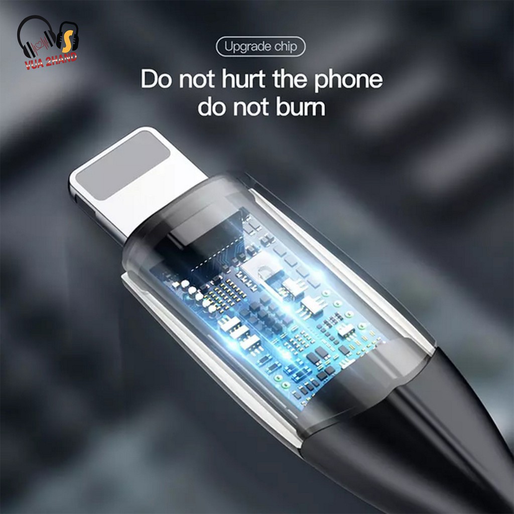 [BH 6 THÁNG] DÂY SẠC NHANH IPHONE CÓ ĐÈN LED 2.4A CHÍNH HÃNG BASEUS HORIZONTAL CABLE DATA 2M ĐEN