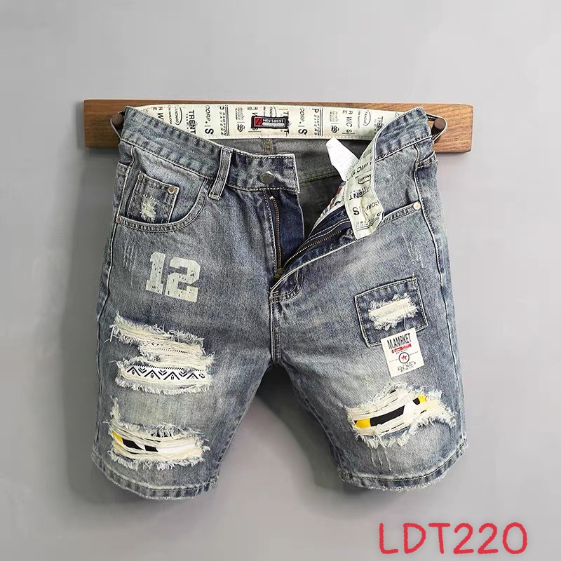 Quần Short Jean Nam Đẹp Chất Bò Co Giãn Cao Cấp, Quần Ngố rách Mẫu Mới Phong Cách Hàn Quốc Q220
