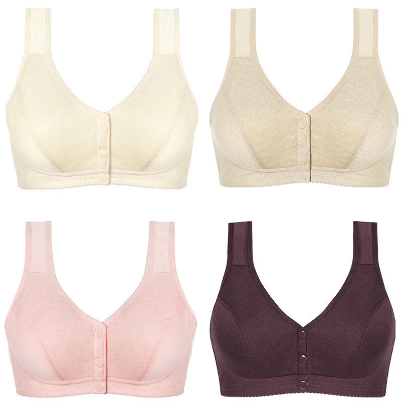 Áo lót thể thao bằng cotton nguyên chất mỏng nhẹ không gọng khóa cài phía trước thời trang dành cho phụ nữ trung niên