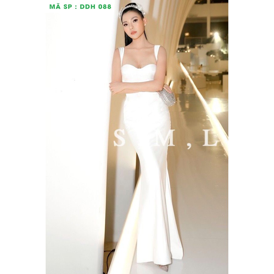 Đầm dạ hội trắng đen dự tiệc 2 dây cúp ngực sang chảnh Thoitranghd