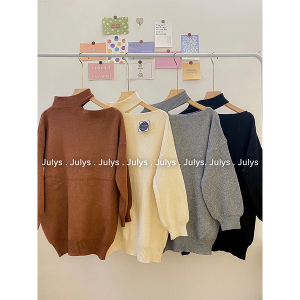 Áo váy len hở cổ 2901 JULYS STORE (ảnh thật shop chụp kèm video cận chất)