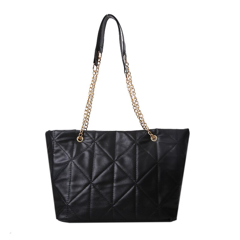 Túi đeo vai JASMIN NOIR dáng vuông cỡ lớn đường khâu caro với quai xích thời trang dành cho bạn nữ