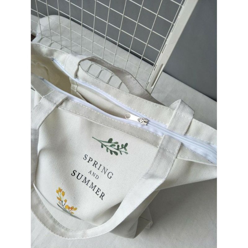 Túi tote vải bố đựng đồ canvas đeo vai phong cách cá tính in hình hoa cải