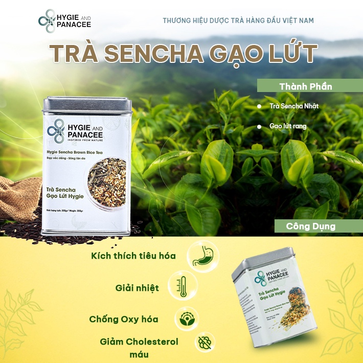 Trà Sencha Gạo Lứt Hygie 50g/200g giải nhiệt, tốt cho sức khỏe