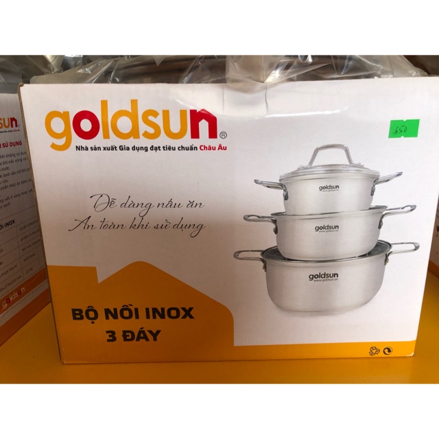 Bộ nồi inox goldsun 3 đáy GE39