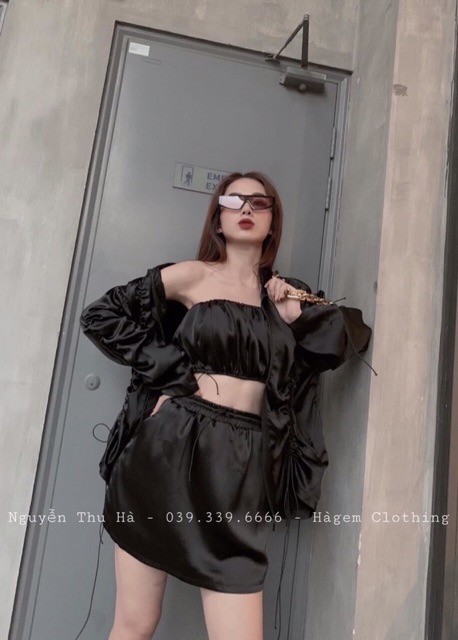 Combo set 3 món áo rút + áo quây cúp+ váy