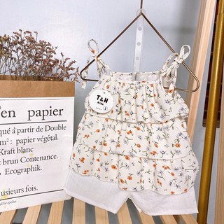 Bộ Quần Áo Bé Gái Áo 2 Dây Hoa Kèm Quần Đũi [S05-2021] - Babi mama