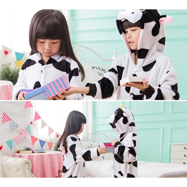 Pijama thú bông cho bé hình bò sữa