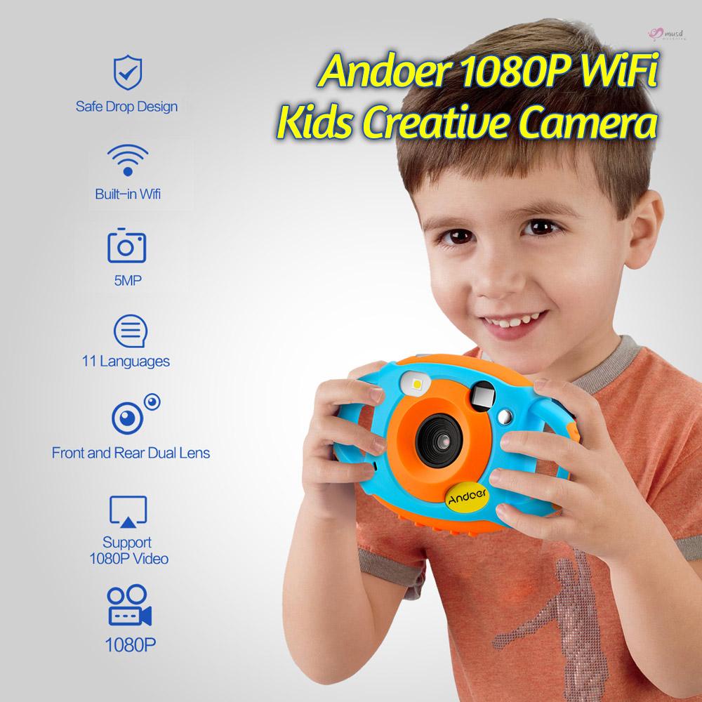 Camera kỹ thuật số Andoer WiFi 5MP 1080P HD chống sốc màn hình LCD 1.77 Inch cho bé
 | BigBuy360 - bigbuy360.vn