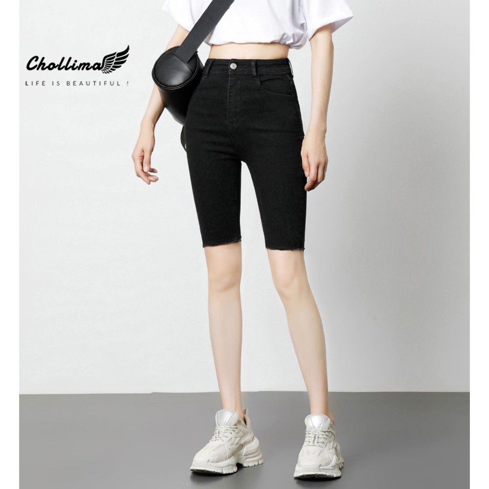 Quần short ngố jean co giãn Chollima trơn căn bản QS024 dễ phối đồ phong cách trẻ trung năng động 🎖️