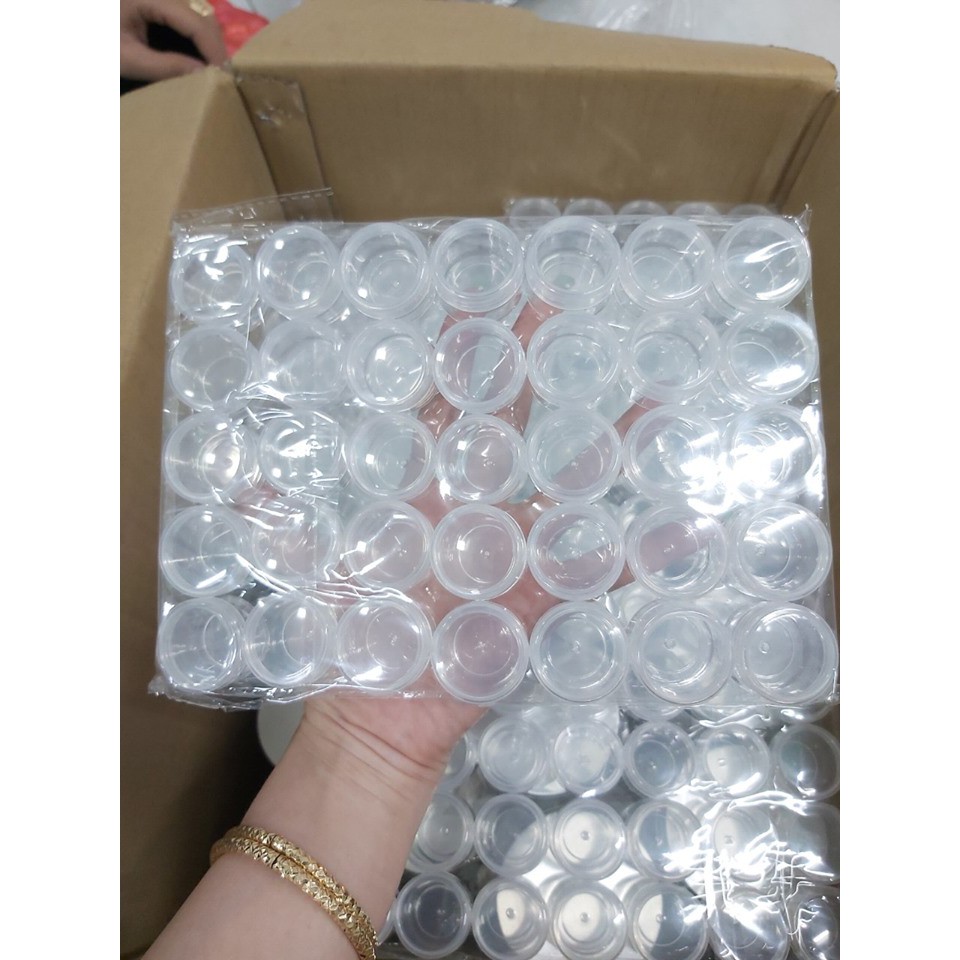 Set 10 hũ nhựa tròn trong suốt 3g và 5g chiết kem test/ son (chiết kem, kem test. mini)