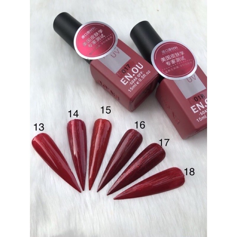 sơn gel đỏ EN.OU lẻ màu hàng chuẩn đẹp 1-18